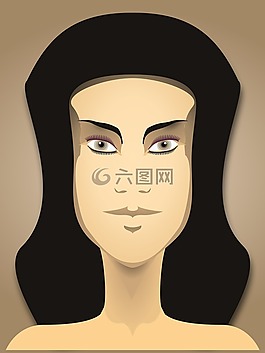面對,肖像,女子