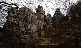 externsteine,巖,湖