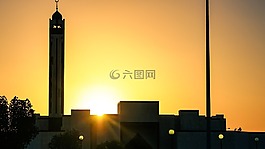 日落,沙特阿拉伯,清真寺