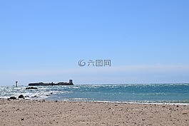 海,海灘,城堡