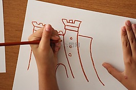 城堡,繪圖,童年