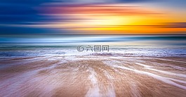 日落,天空,水