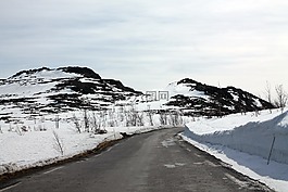 路,雪,山