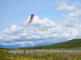 風箏,湖,云