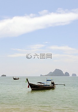 泰國,船,岸