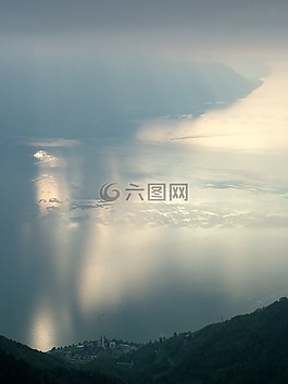 湖,鏡像,秋季