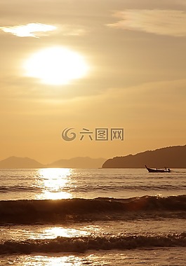 泰語,日落,船