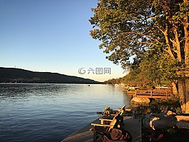 湖,椅子,塢站