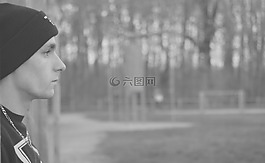 配置文件,黑色和白色,男子