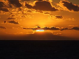 日落,太陽,云