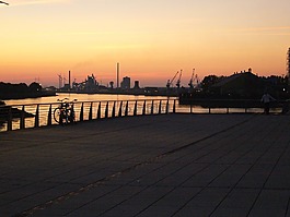 城市,日落,天空