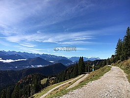 徒步旅行,tölzer土地,太阳