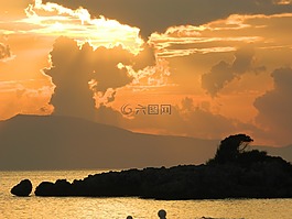 日落,云,側(cè)影