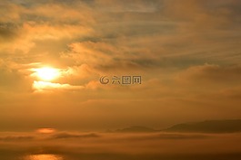 天空,日出,云