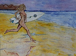 沖浪者,海,海灘