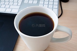 咖啡,杯,鍵盤