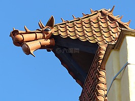 石像鬼,龙,屋顶