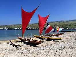 na pae 獨(dú)木舟,海灘,海洋