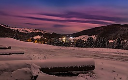山,冬季,夜