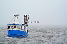 漁船,波羅的海,霧