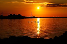 日落,波羅的海,warnemünde