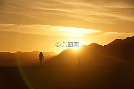 日出,摩洛哥,沙漠