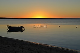日落,海,景觀