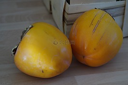 柿,水果,兩個
