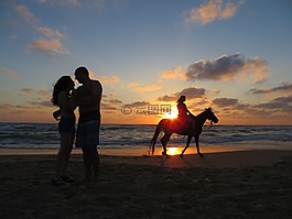 日落,浪漫,海灘