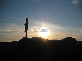 男子,側影,自然