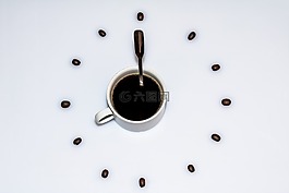 咖啡杯,一杯咖啡,咖啡豆