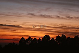 日落,天空,红色的天空