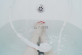 浴,浴缸,水