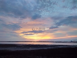 日落,天空,藍色