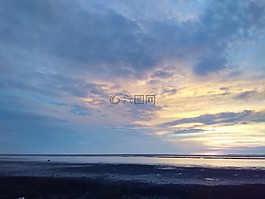 天空,日落,藍色