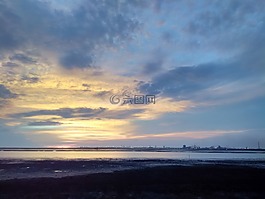 天空,日落,藍色