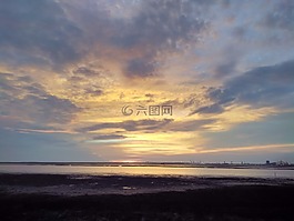 天空,日落,藍色