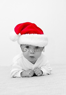 嬰兒,圣誕老人,黑色白色