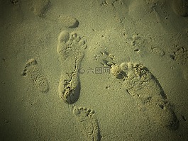足跡,沙,海灘