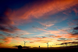 日落,天空,黃昏