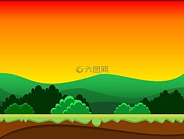卡通,背景,日落