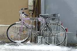 冰柱,冬天,自行車