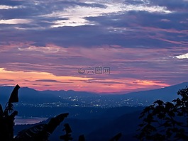 日落,天空,云