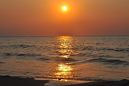 日落,海,海浪