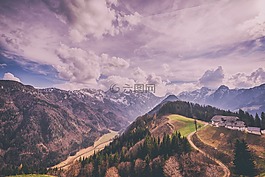 山,高原,云