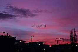 剪影,克拉科夫,日落