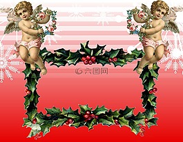 圣誕,紅色,天使