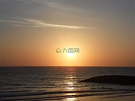 日出,海灘,黎明