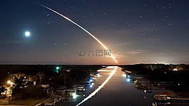 夜晚,流星,月亮