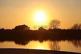 太陽,反思,日落